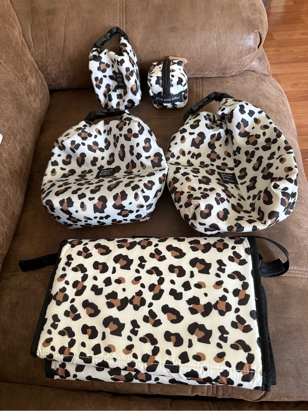 Petunia Pickle Bottom Leopard Print Kids Accessories Set - White, Brown, Black